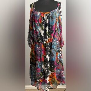 Dots Vibrant Long Sleeve Floral Dress